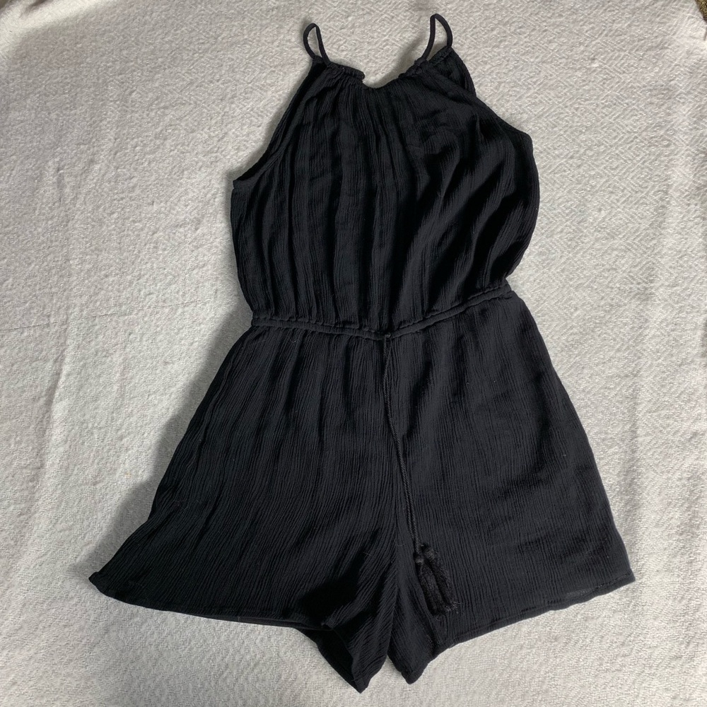 Black Mossimo Romper with Tassel Drawstring